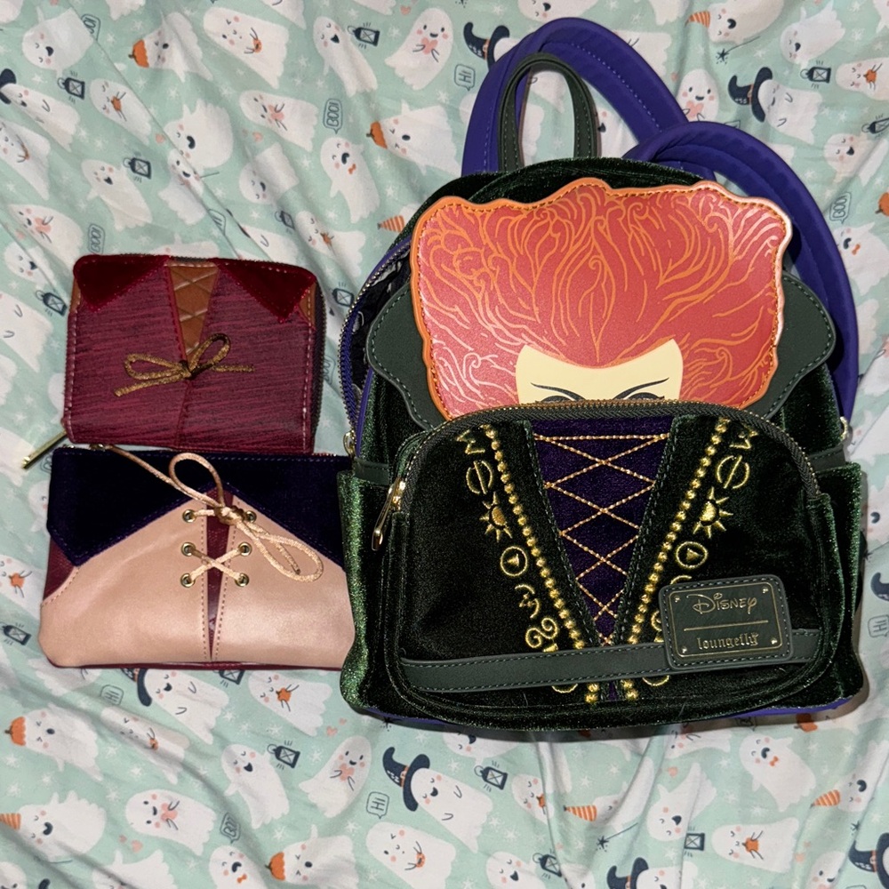 Loungefly Disney Hocus Pocus Green and Purple Backpack